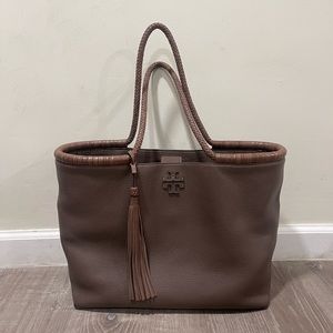 Tory Burch Taylor tote bag leather dark brown